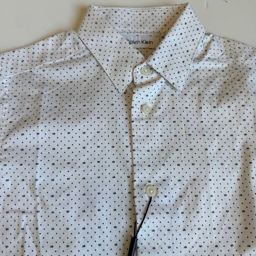 NEW Calvin Klein Slim Fit + Stretch Dress Shirt Black White 10 - Picture 7 of 10